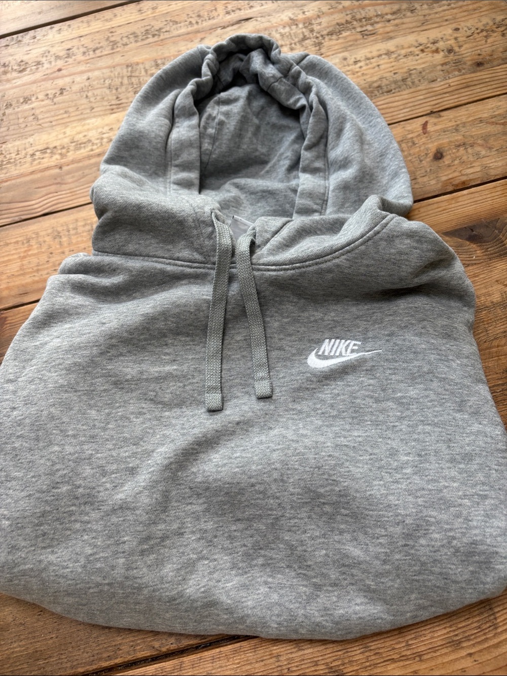 Nike Heather Gray Pullover Hoodie with White Swoosh